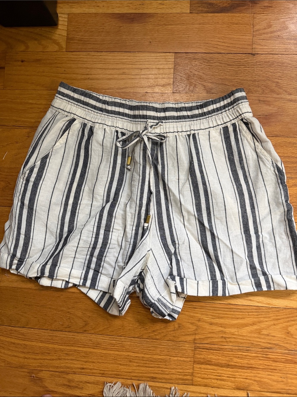 Anthropologie striped linen shorts, fisherman M